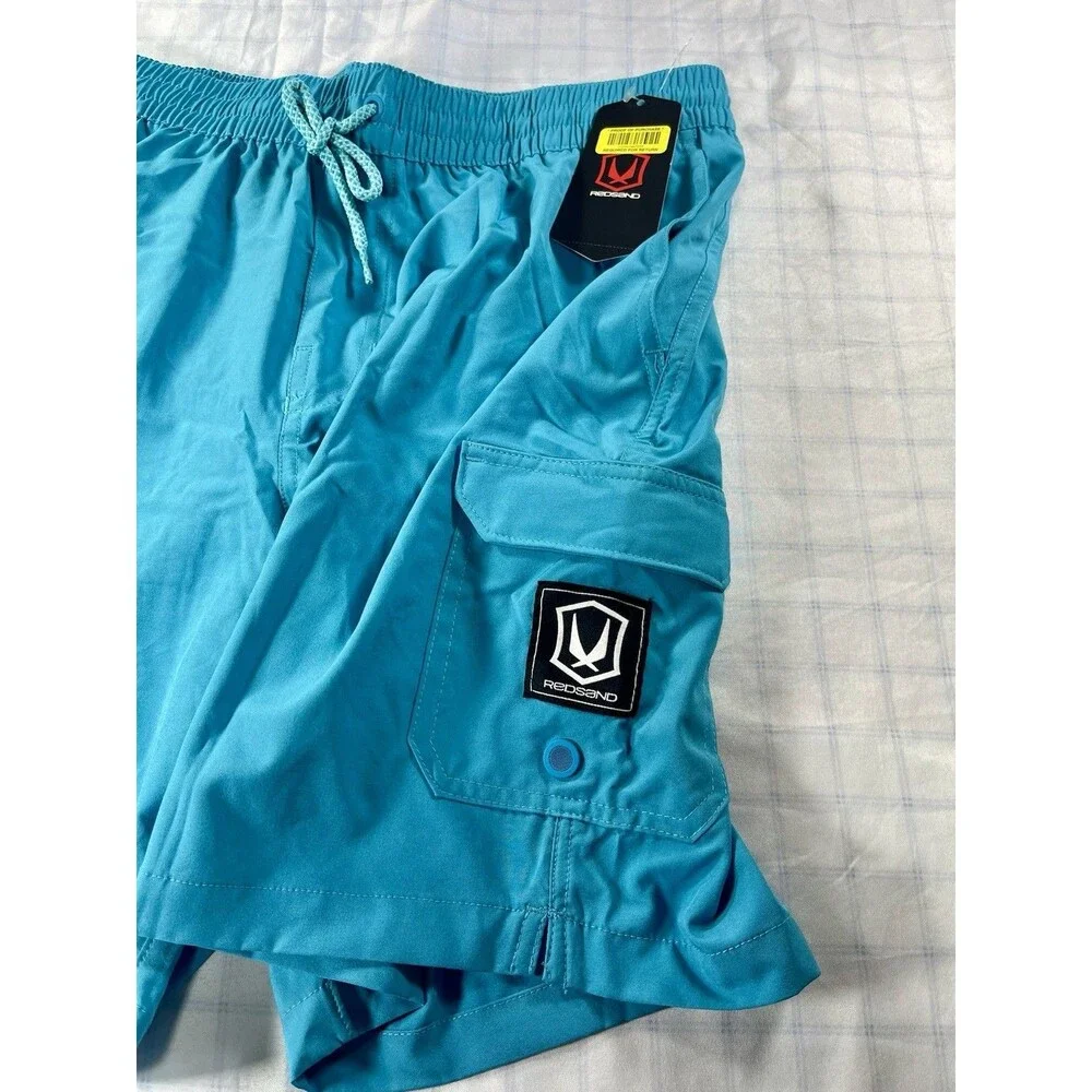 RedSand Men's Blue Cargo Swim Trunk Board Shorts - Size Large (NWT)